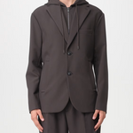 Blazer con pettorina e cappuccio in misto viscosa 6R1G73 1NFTZ 05A6 EMPORIO ARMANI Verde militare 