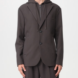 Blazer con pettorina e cappuccio in misto viscosa 6R1G73 1NFTZ 05A6 EMPORIO ARMANI Verde militare 