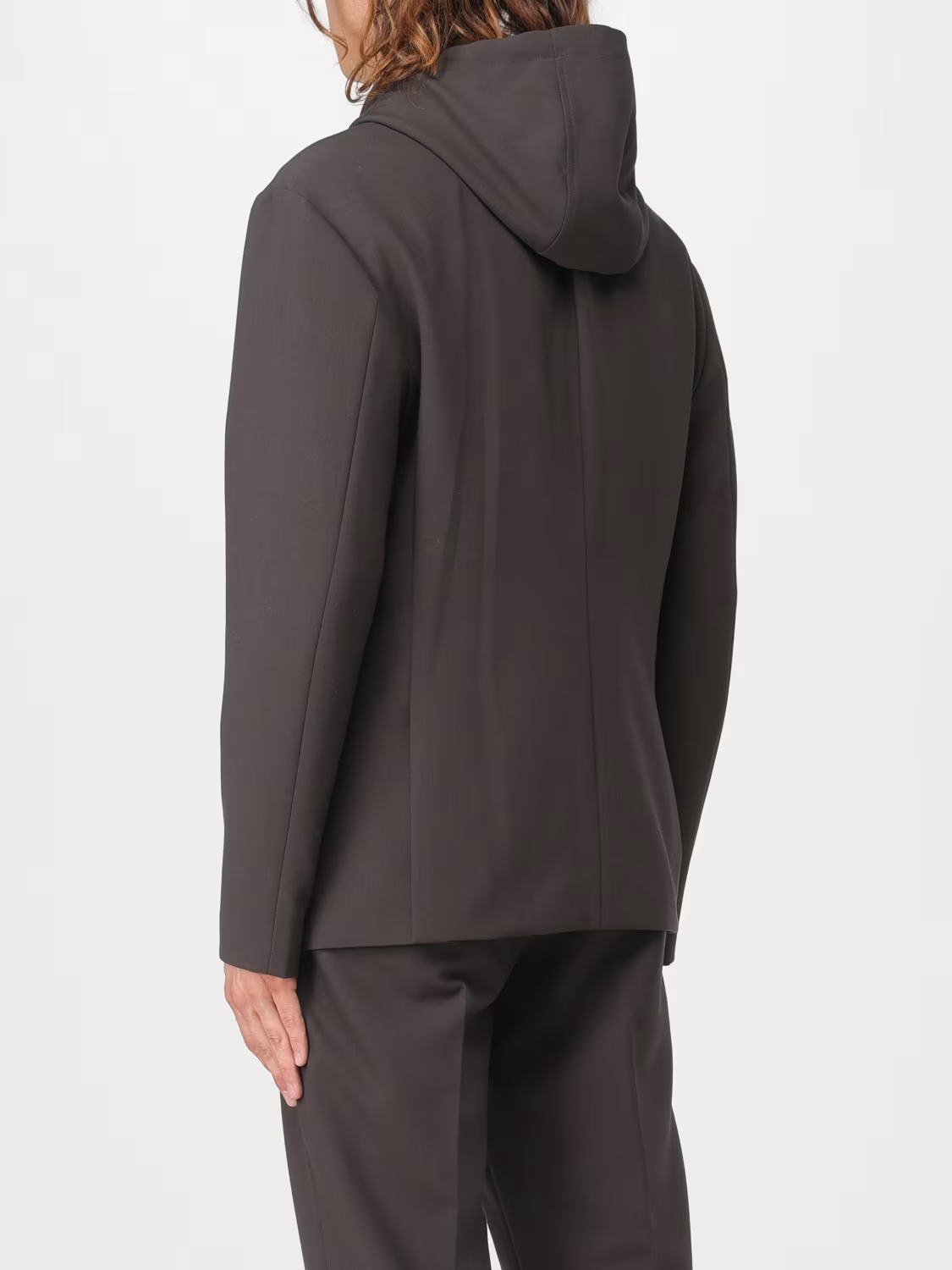 Blazer con pettorina e cappuccio in misto viscosa 6R1G73 1NFTZ 05A6 EMPORIO ARMANI Verde militare 
