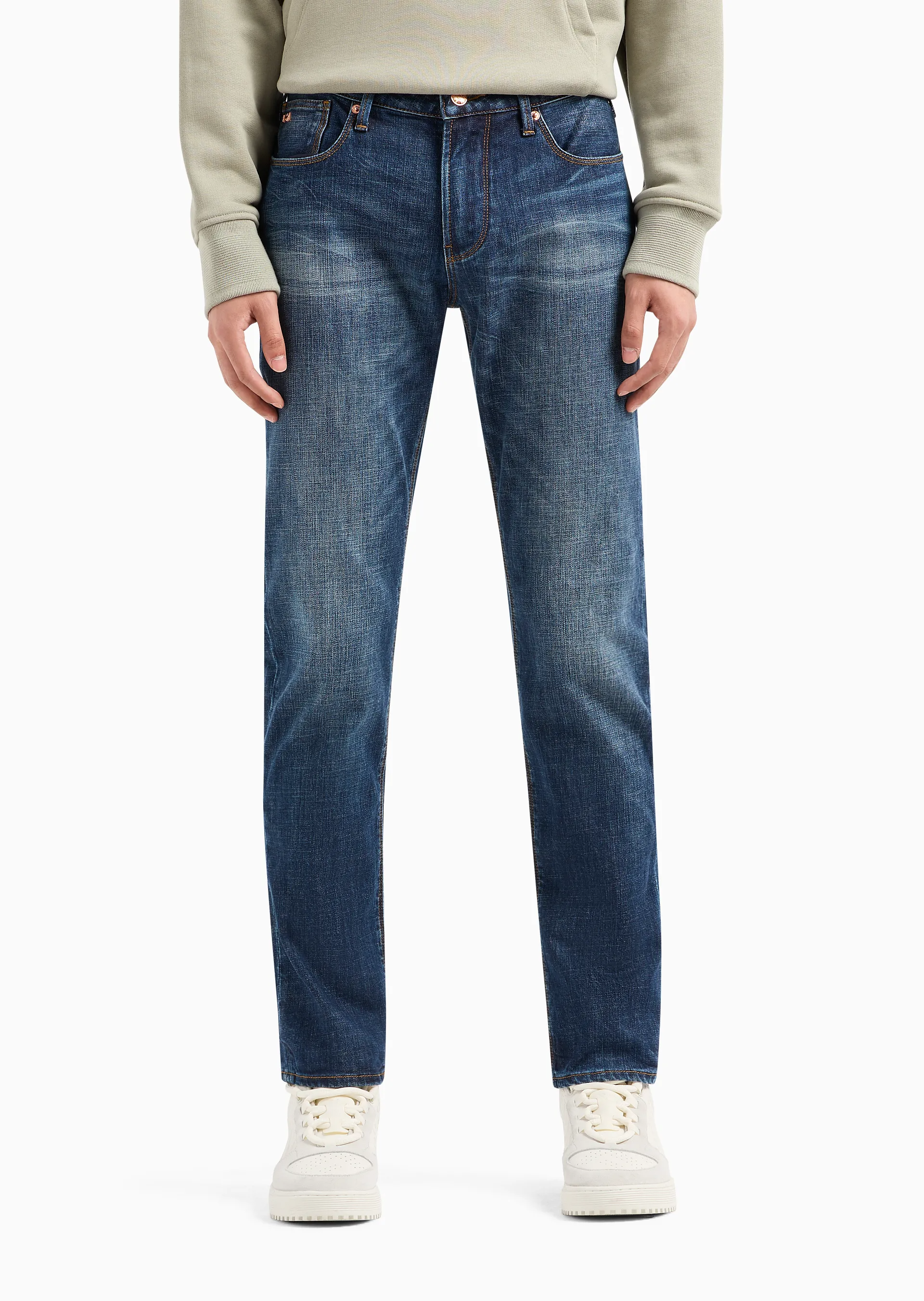 Jeans slim fit in comfort denim con effetto bleaching 6R1J06 1DRGZ 0941 EMPORIO ARMANI Denim blue 