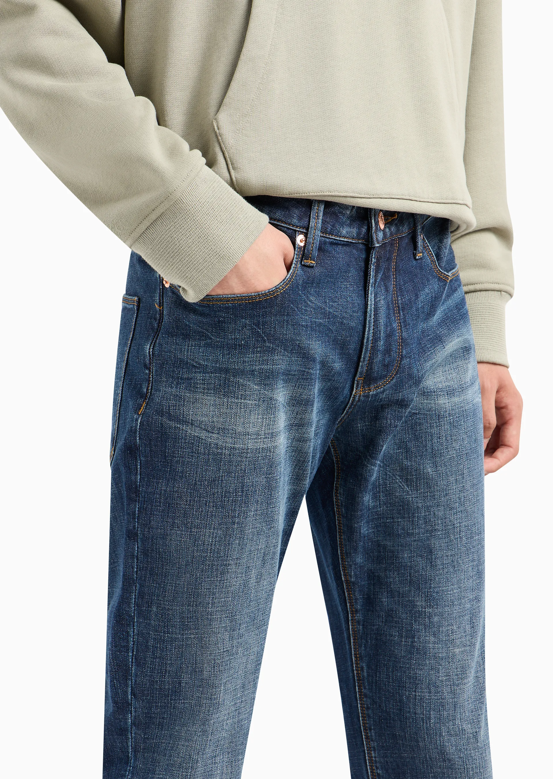 Jeans slim fit in comfort denim con effetto bleaching 6R1J06 1DRGZ 0941 EMPORIO ARMANI Denim blue 