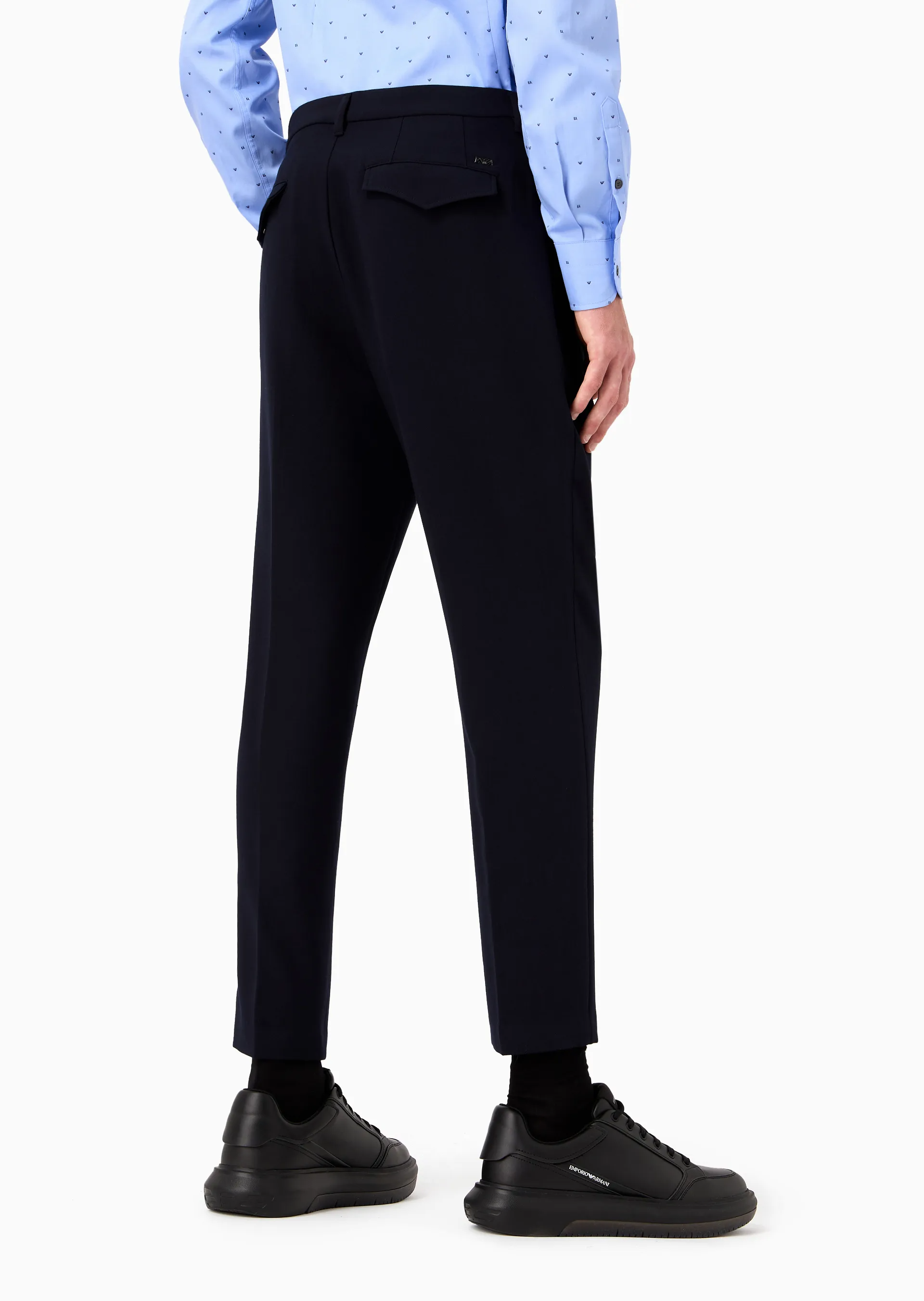 Pantaloni in misto viscosa soft con pinces e tasche a filetto 6R1PC6 1NFTZ 0920 EMPORIO ARMANI Blu navy 