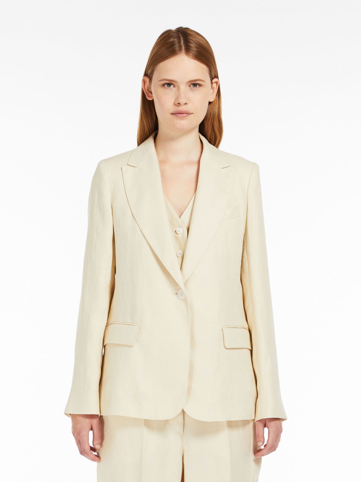 Blazer monopetto in lino 2415041032 035 MAX MARA WEEKEND Sabbia 