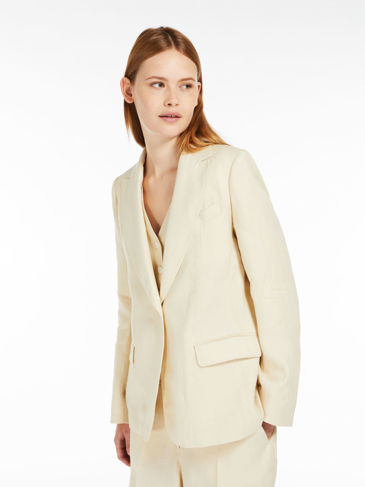 Blazer monopetto in lino 2415041032 035 MAX MARA WEEKEND Sabbia 
