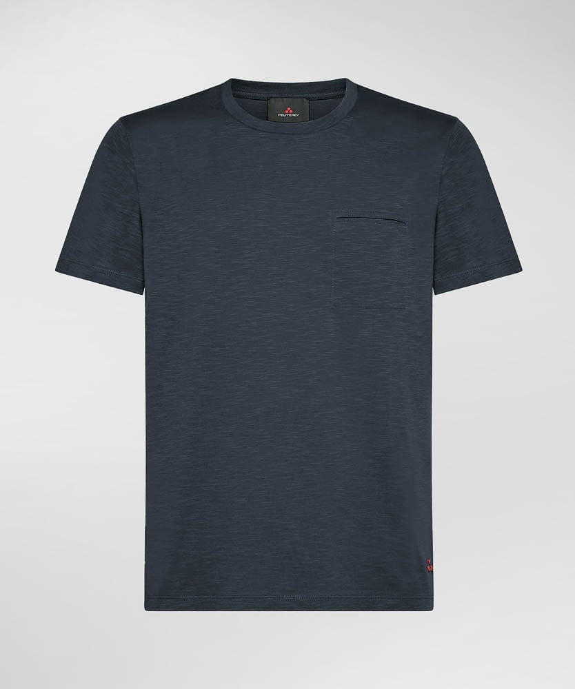 T-Shirt manica corta con taschino<BR/> PEU5137 99011976 215 PEUTEREY Blue 