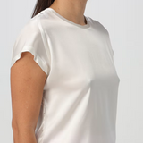 Blusa in satin maniche ad aletta 100100A1RI Z05 PINKO White 