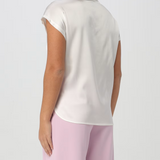 Blusa in satin maniche ad aletta 100100A1RI Z05 PINKO White 