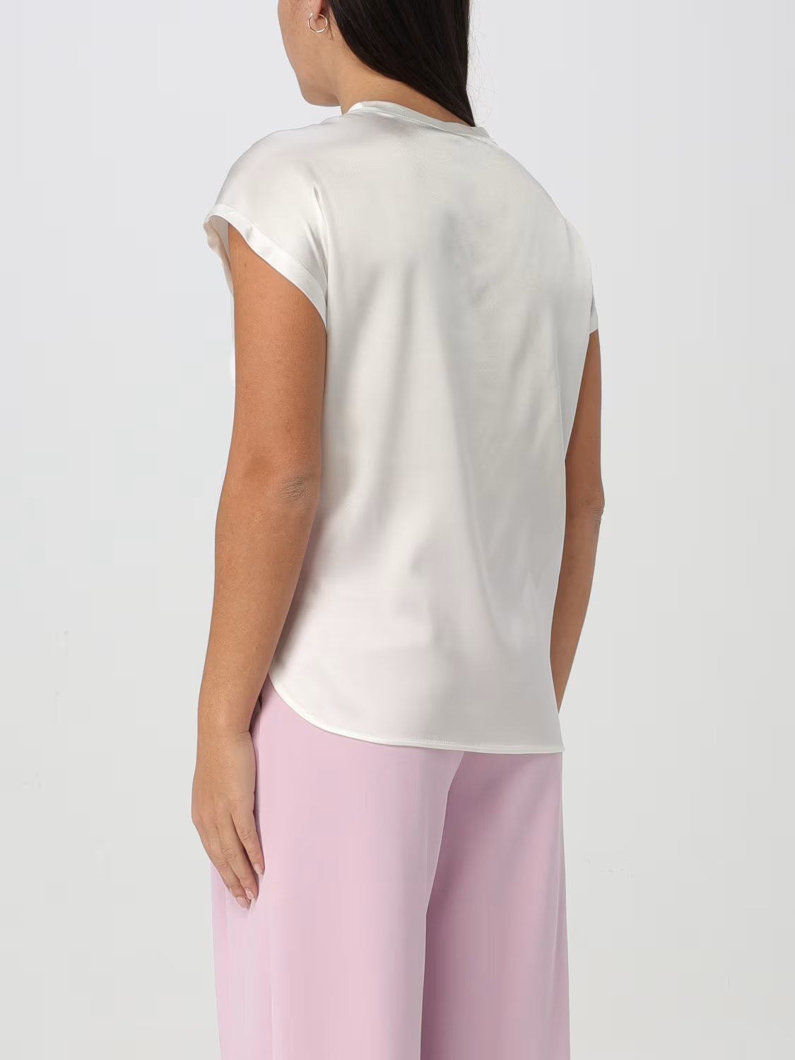 Blusa in satin maniche ad aletta 100100A1RI Z05 PINKO White 