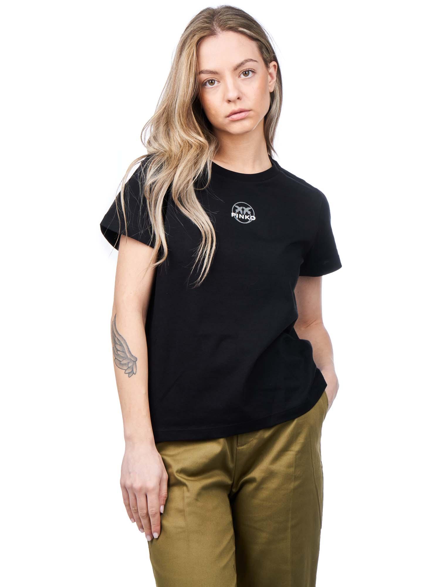 T-Shirt manica corta con logo 100355A0KO Z99 PINKO Black 