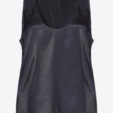 Top smanicato in satin di seta 103028A1RI Z99 PINKO Nero 