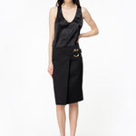 Top smanicato in satin di seta 103028A1RI Z99 PINKO Nero 