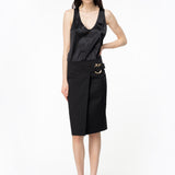 Top smanicato in satin di seta 103028A1RI Z99 PINKO Nero 