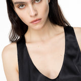 Top smanicato in satin di seta 103028A1RI Z99 PINKO Nero 