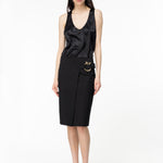Top smanicato in satin di seta 103028A1RI Z99 PINKO Nero 