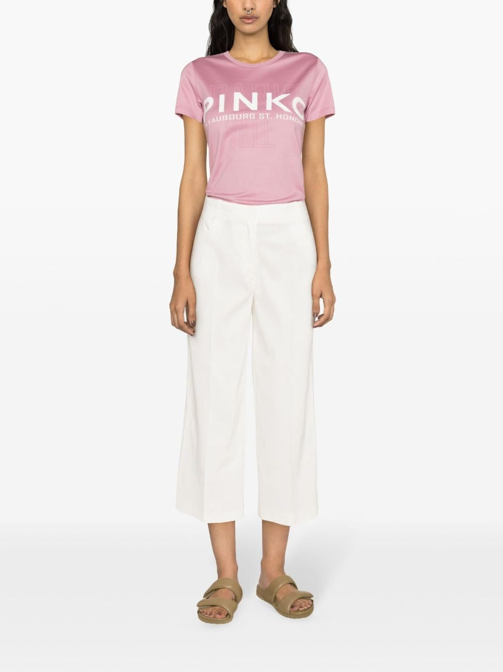 Pantalone cropped 103227A0IM Z07 PINKO White 