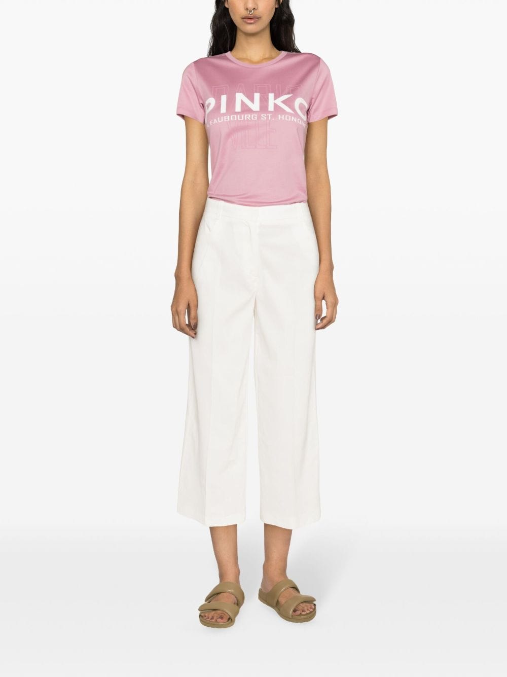 Pantalone cropped 103227A0IM Z07 PINKO White 