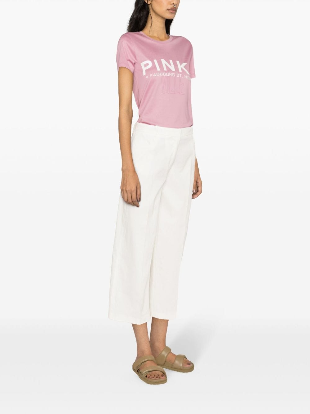 Pantalone cropped 103227A0IM Z07 PINKO White 