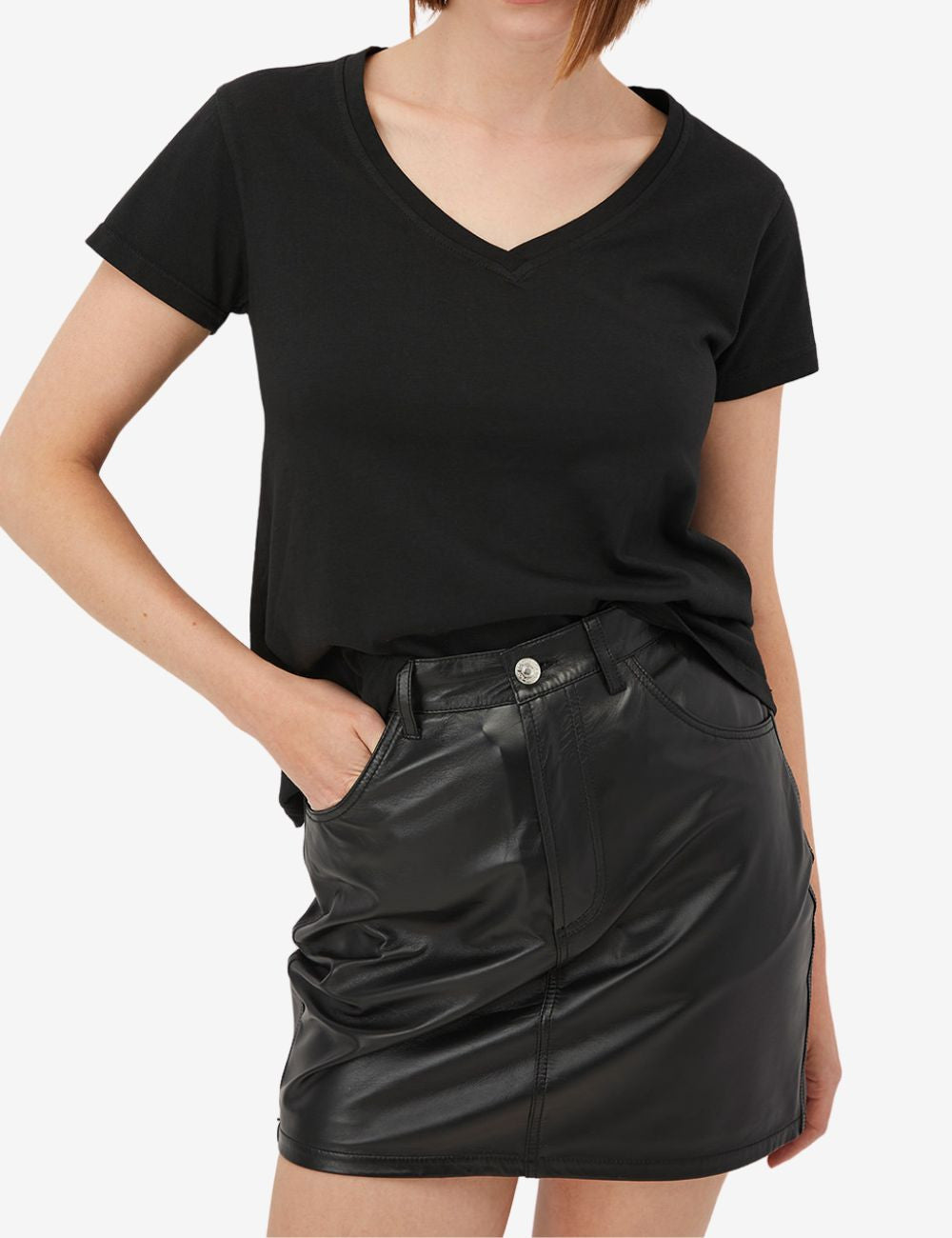 T-Shirt scollo a V RND90049 CB55 C0020 ROY ROGER'S Black 