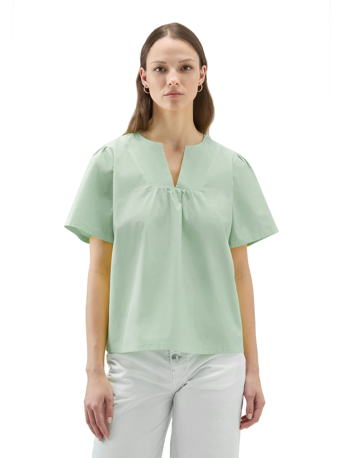 Blusa in cotone CFWWSI0174FRUT3027 621 WOOLRICH Sage 