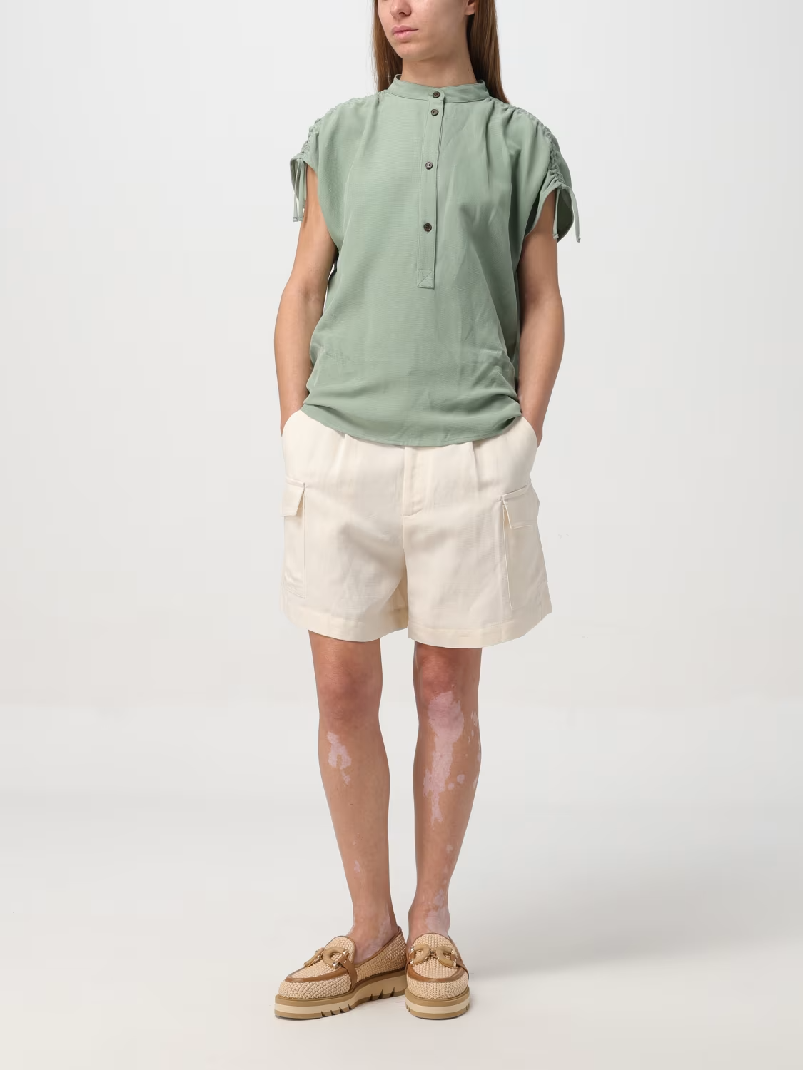 Camicia smanicata CFWWSI0179FRUT3043 621 WOOLRICH Sage 