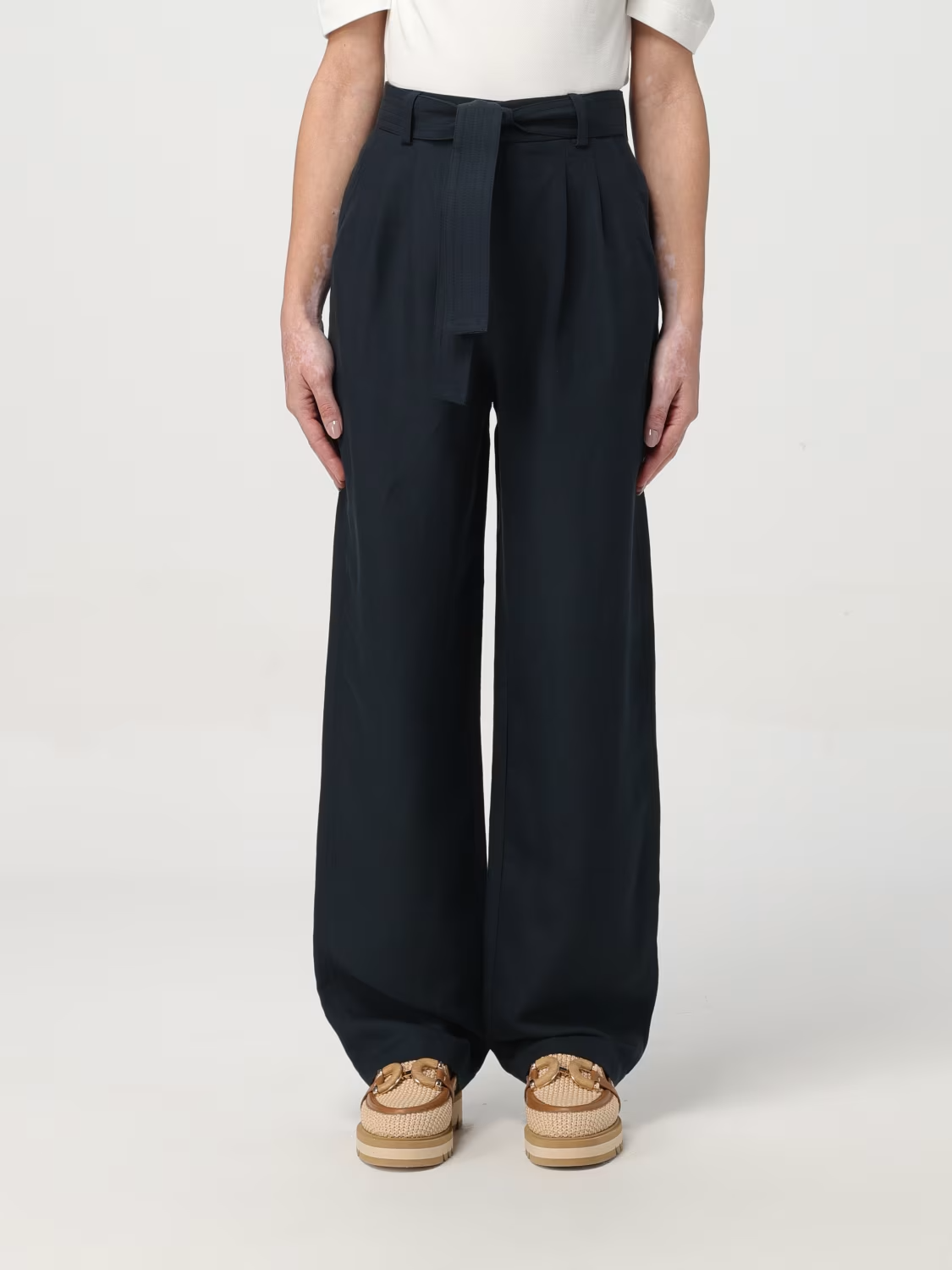 Pantalone largo con cintura in vita CFWWTR0151FRUT3043 3989 WOOLRICH Melton blue 