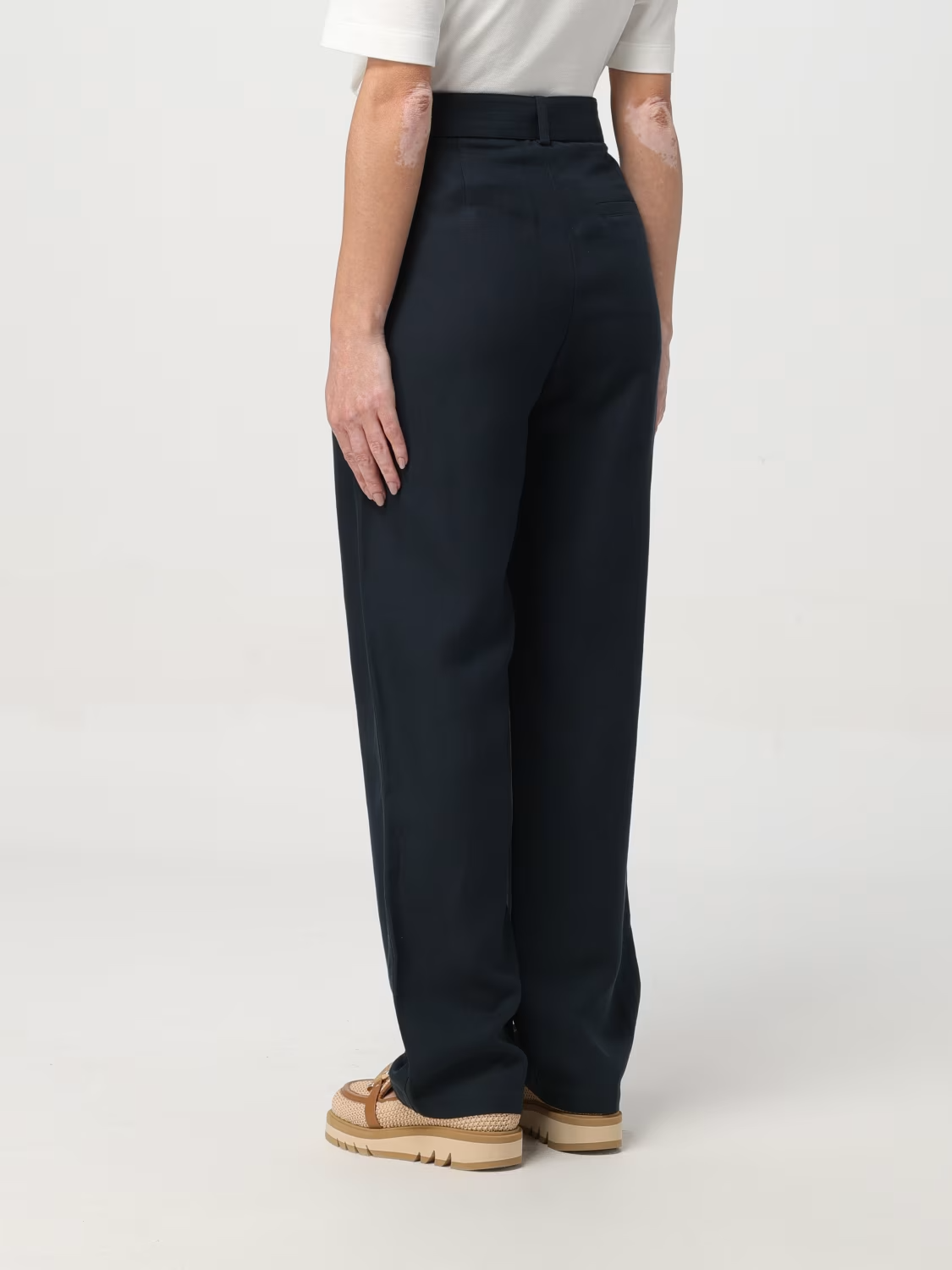 Pantalone largo con cintura in vita CFWWTR0151FRUT3043 3989 WOOLRICH Melton blue 