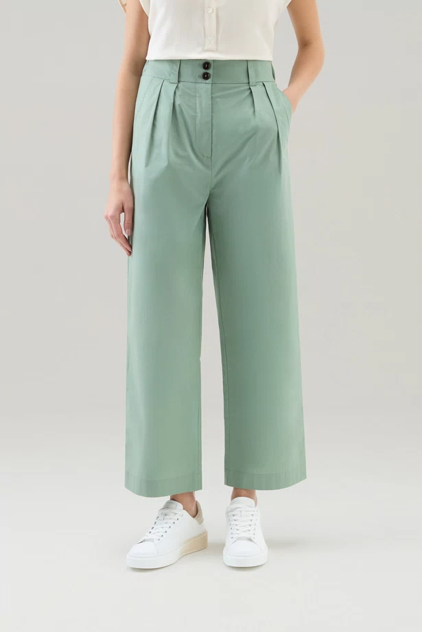 Pantaloni in popeline di puro cotone CFWWTR0174FRUT3027 621 WOOLRICH Sage 