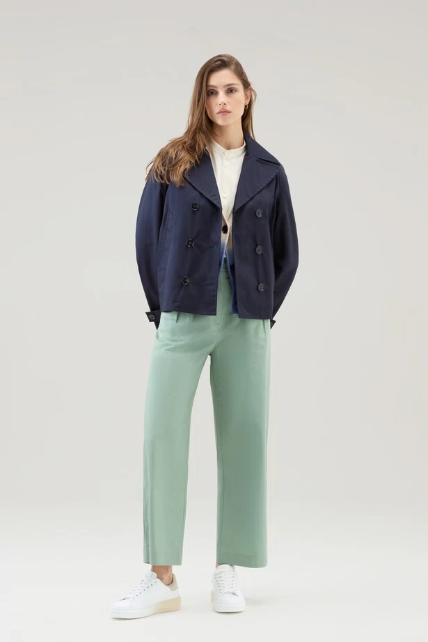 Pantaloni in popeline di puro cotone CFWWTR0174FRUT3027 621 WOOLRICH Sage 