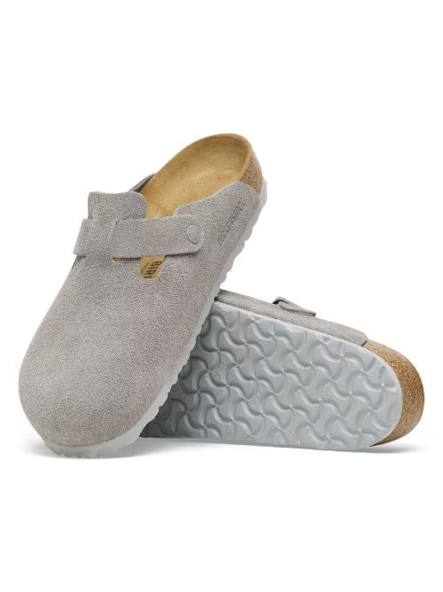 Sabot in suede BOSTON 1027688 STONE COIN BIRKENSTOCK Stone coin 