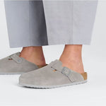 Sabot in suede BOSTON 1027688 STONE COIN BIRKENSTOCK Stone coin 