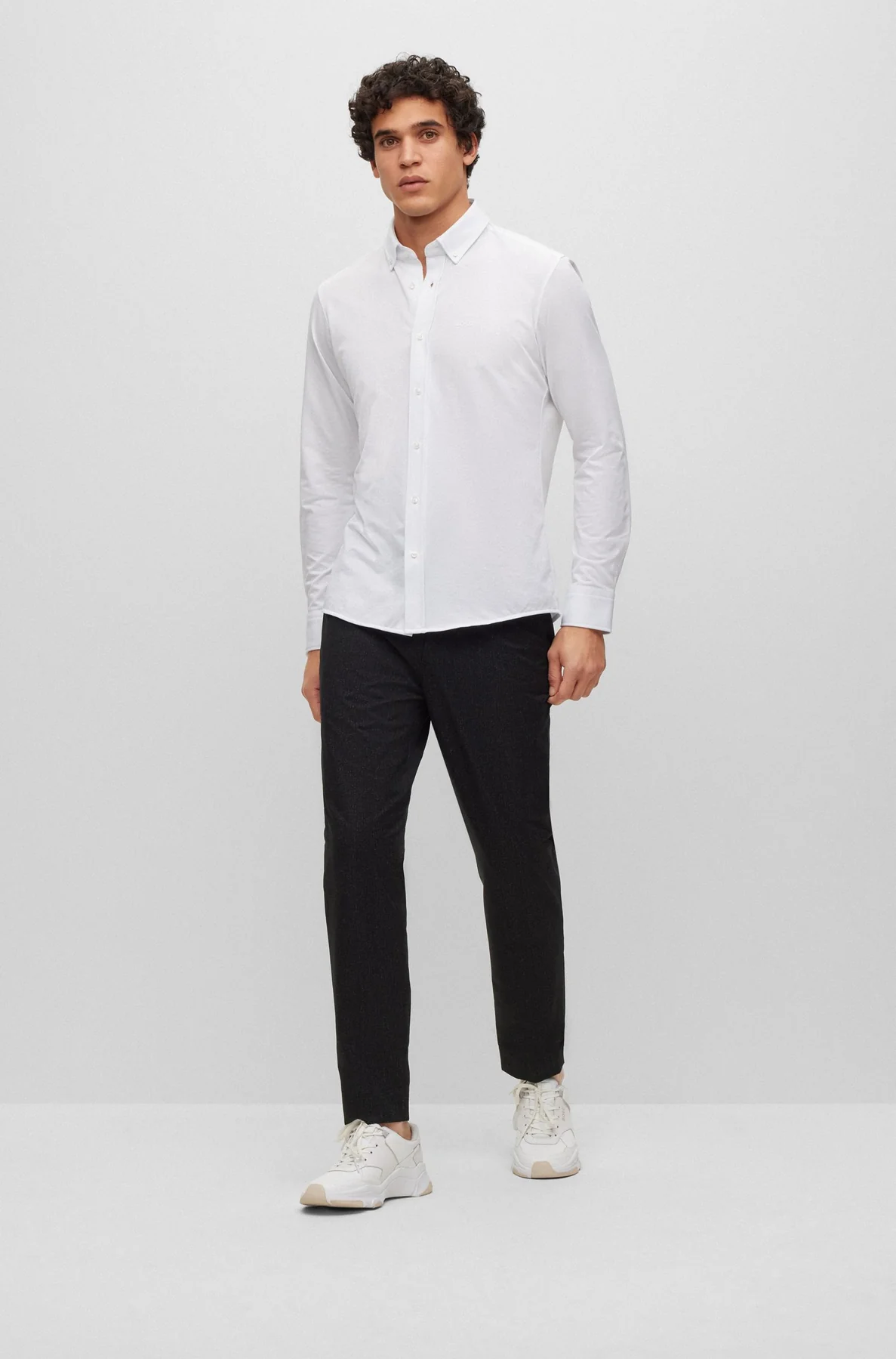 Camicia regular fit con botton down al collo 50469378 10239284 01 100 BOSS White 