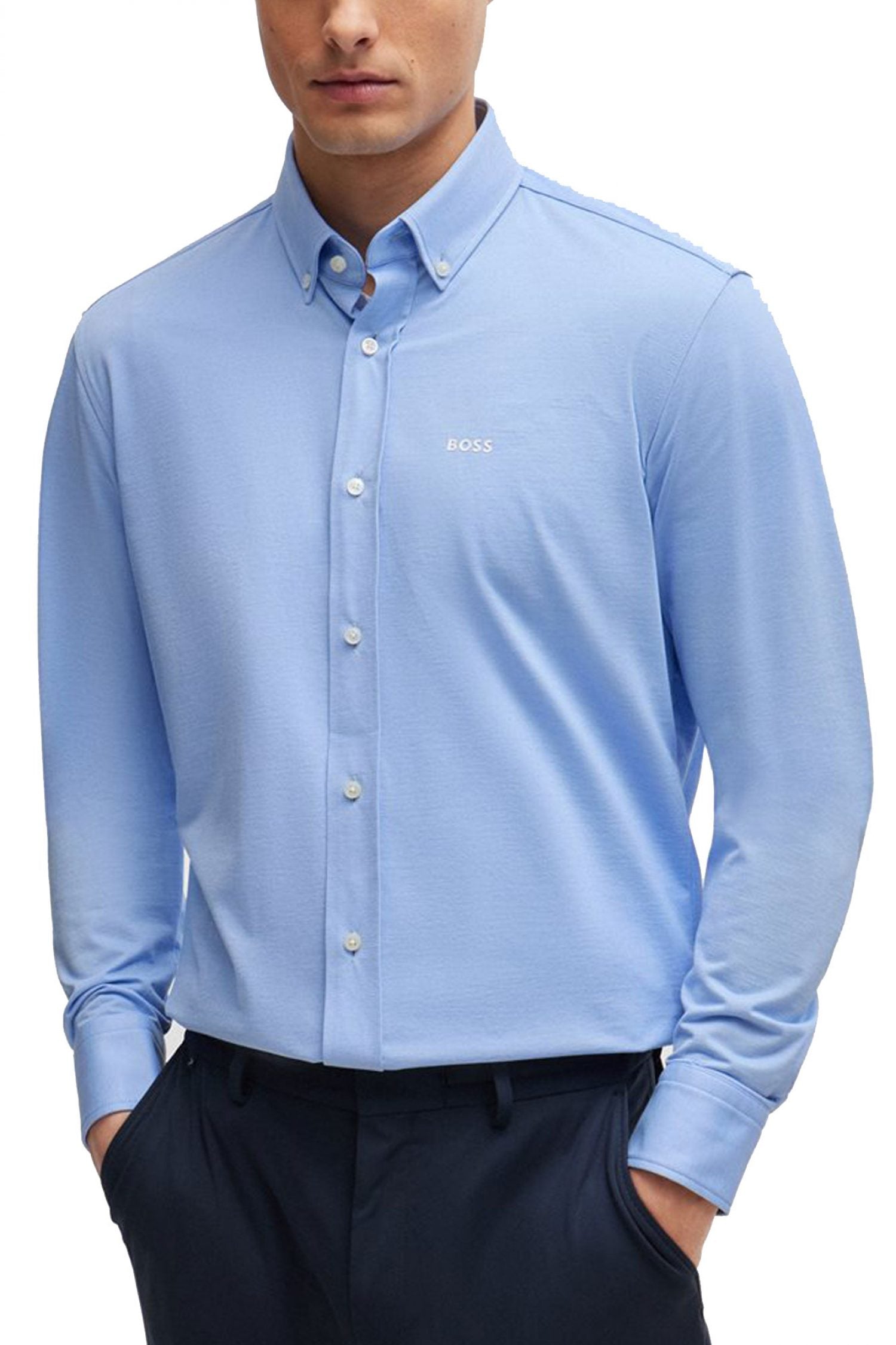 Camicia regular fit con botton down al collo 50469378 10239284 01 450 BOSS Light pastel blue 