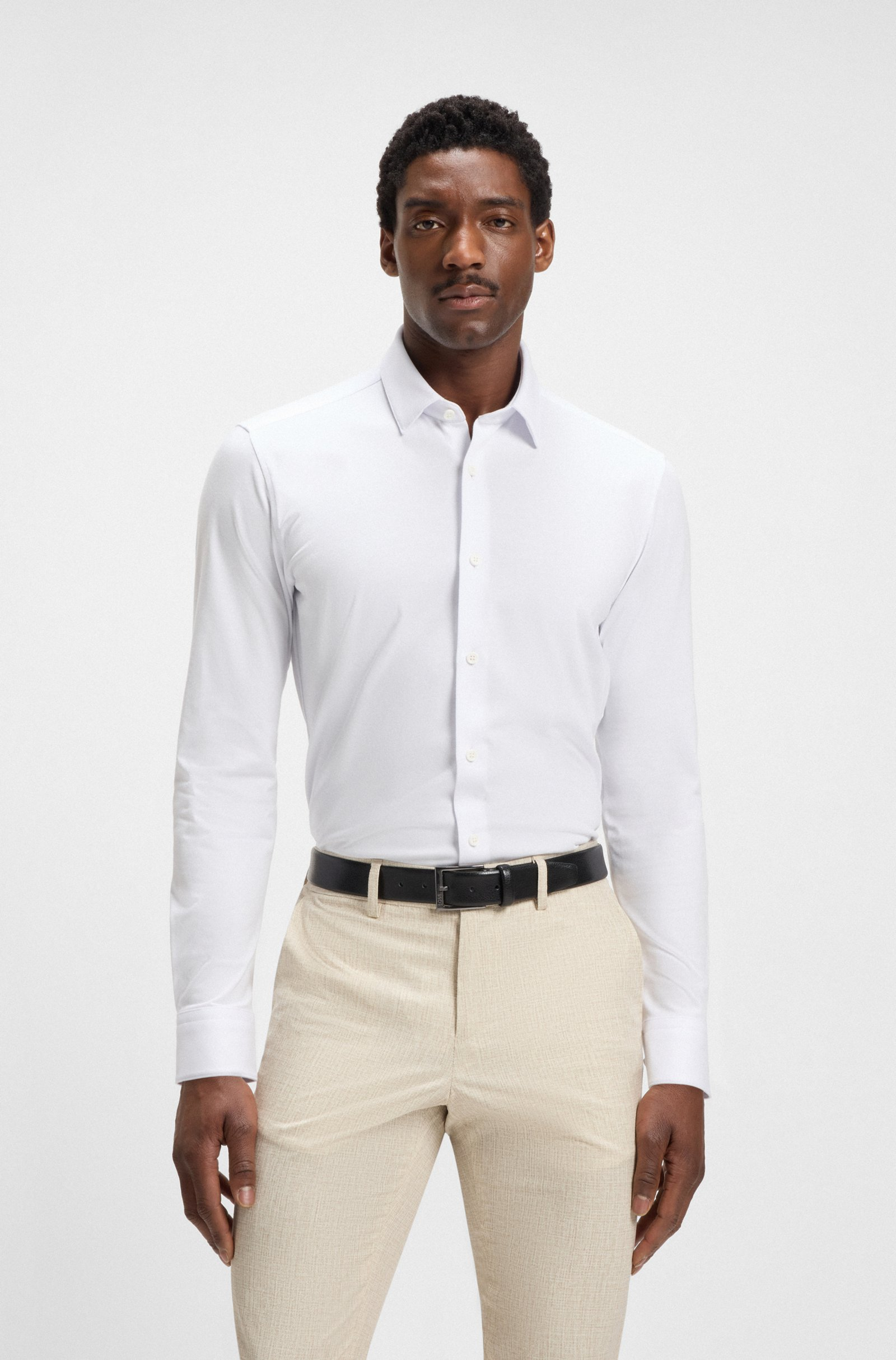 Camicia in jersey 50474283 10239269 01 100 BOSS White 