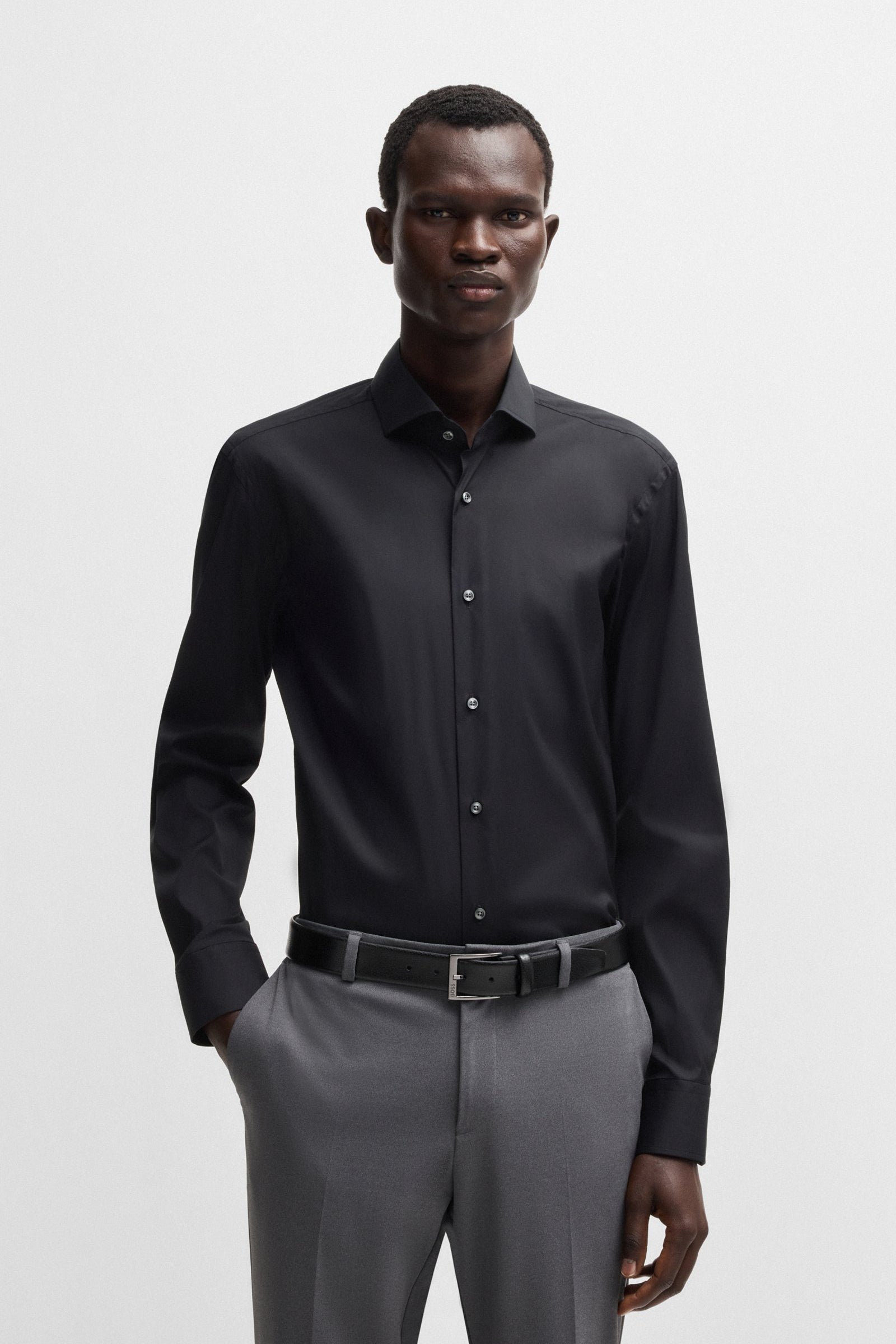 Camicia slim fit in cotone elasticizzato 50479915 10151300 03 001 BOSS Black 