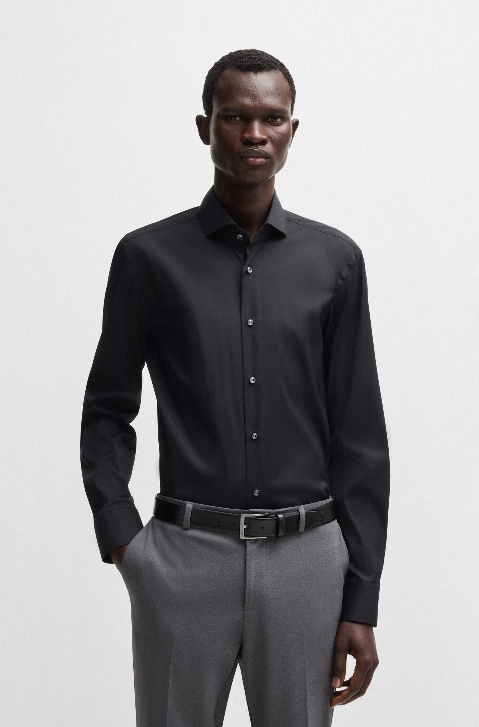 Camicia slim fit in cotone elasticizzato 50479915 10151300 03 001 BOSS Black 