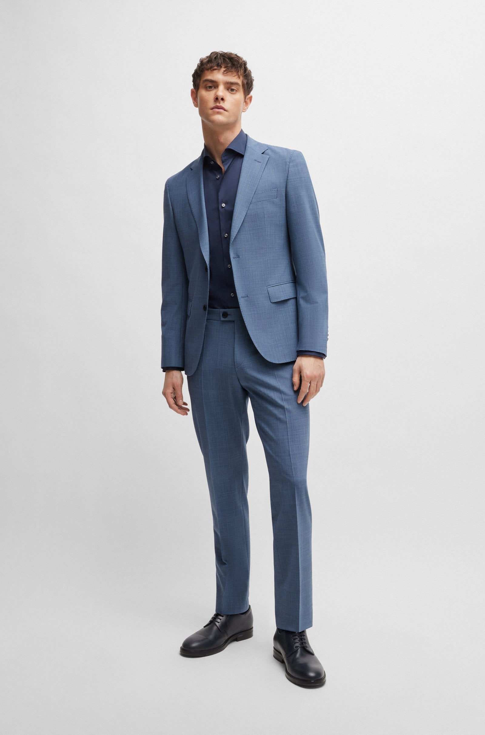 Camicia slim fit in cotone elasticizzato 50479915 10151300 03 410 BOSS Blue 