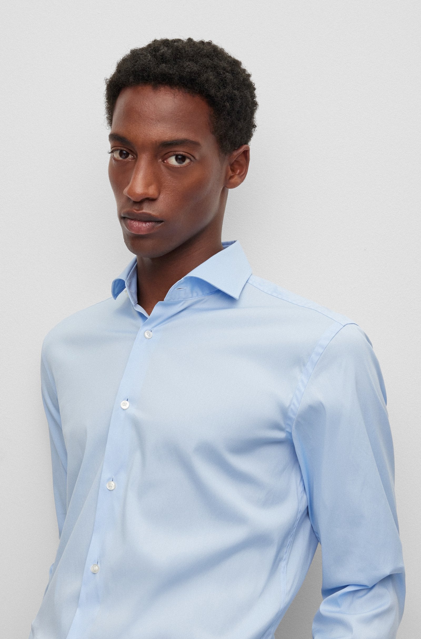 Camicia slim fit in cotone elasticizzato 50479915 10151300 03 450 BOSS Light pastel blue 