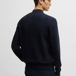 Cardigan in cotone con zip e logo ricamato 50505998 10255178 01 404 BOSS Dark blue 