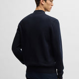 Cardigan in cotone con zip e logo ricamato 50505998 10255178 01 404 BOSS Dark blue 