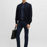 Cardigan in cotone con zip e logo ricamato 50505998 10255178 01 404 BOSS Dark blue 