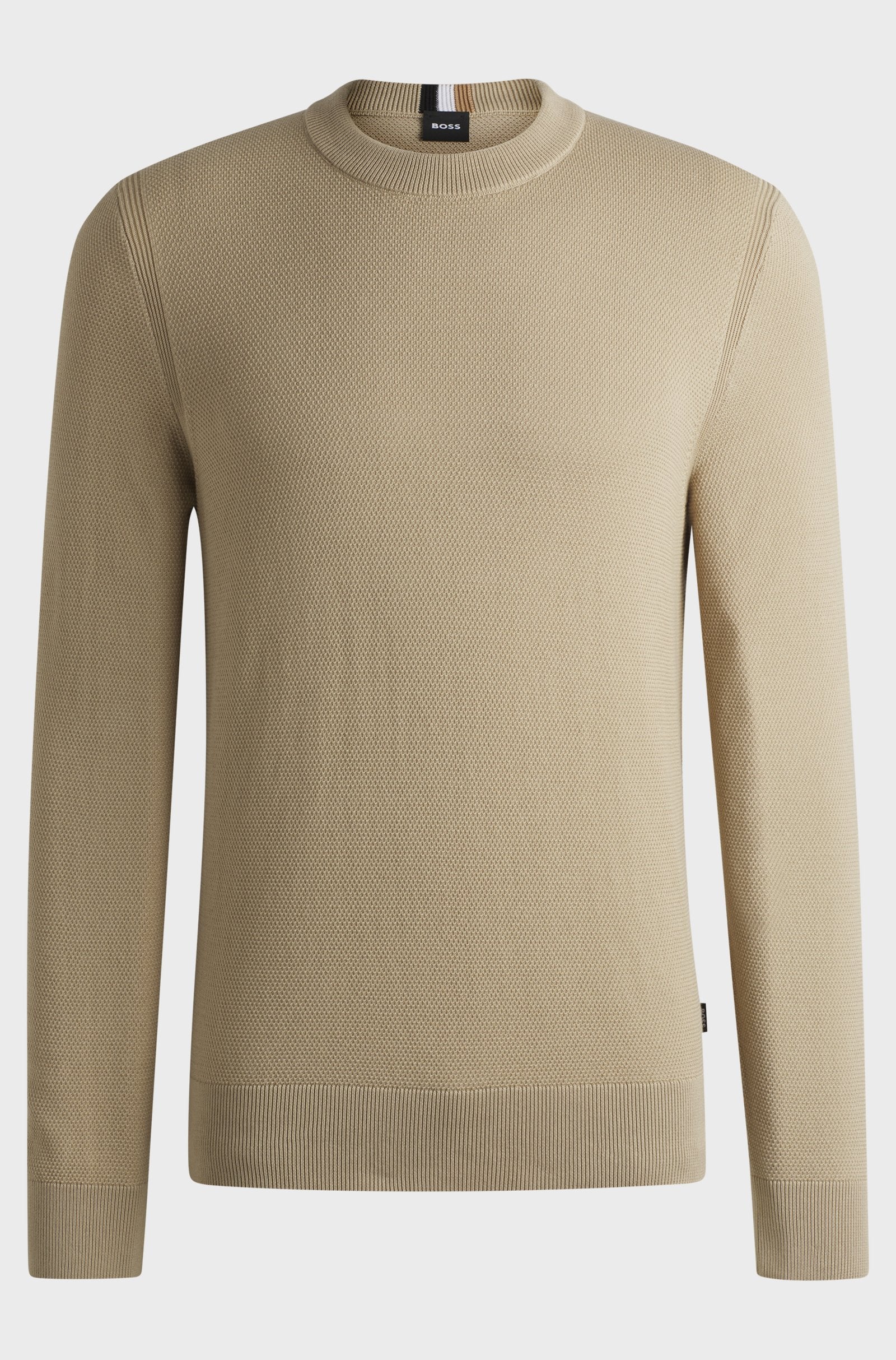 Maglia girocollo in cotone 50506022 10255187 01 275 BOSS Light beige 
