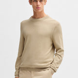 Maglia girocollo in cotone 50506022 10255187 01 275 BOSS Light beige 