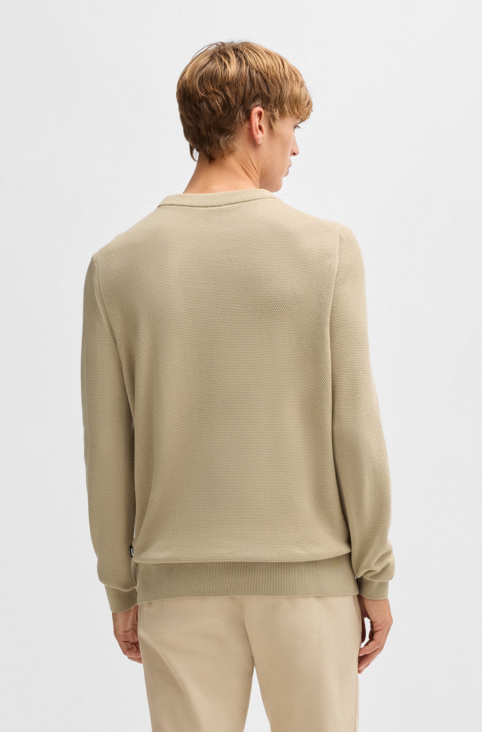Maglia girocollo in cotone 50506022 10255187 01 275 BOSS Light beige 
