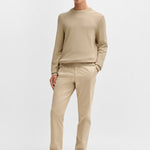 Maglia girocollo in cotone 50506022 10255187 01 275 BOSS Light beige 