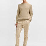 Maglia girocollo in cotone 50506022 10255187 01 275 BOSS Light beige 