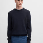 Maglia girocollo in cotone 50506022 10255187 01 404 BOSS Dark blue 