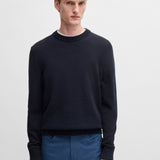 Maglia girocollo in cotone 50506022 10255187 01 404 BOSS Dark blue 