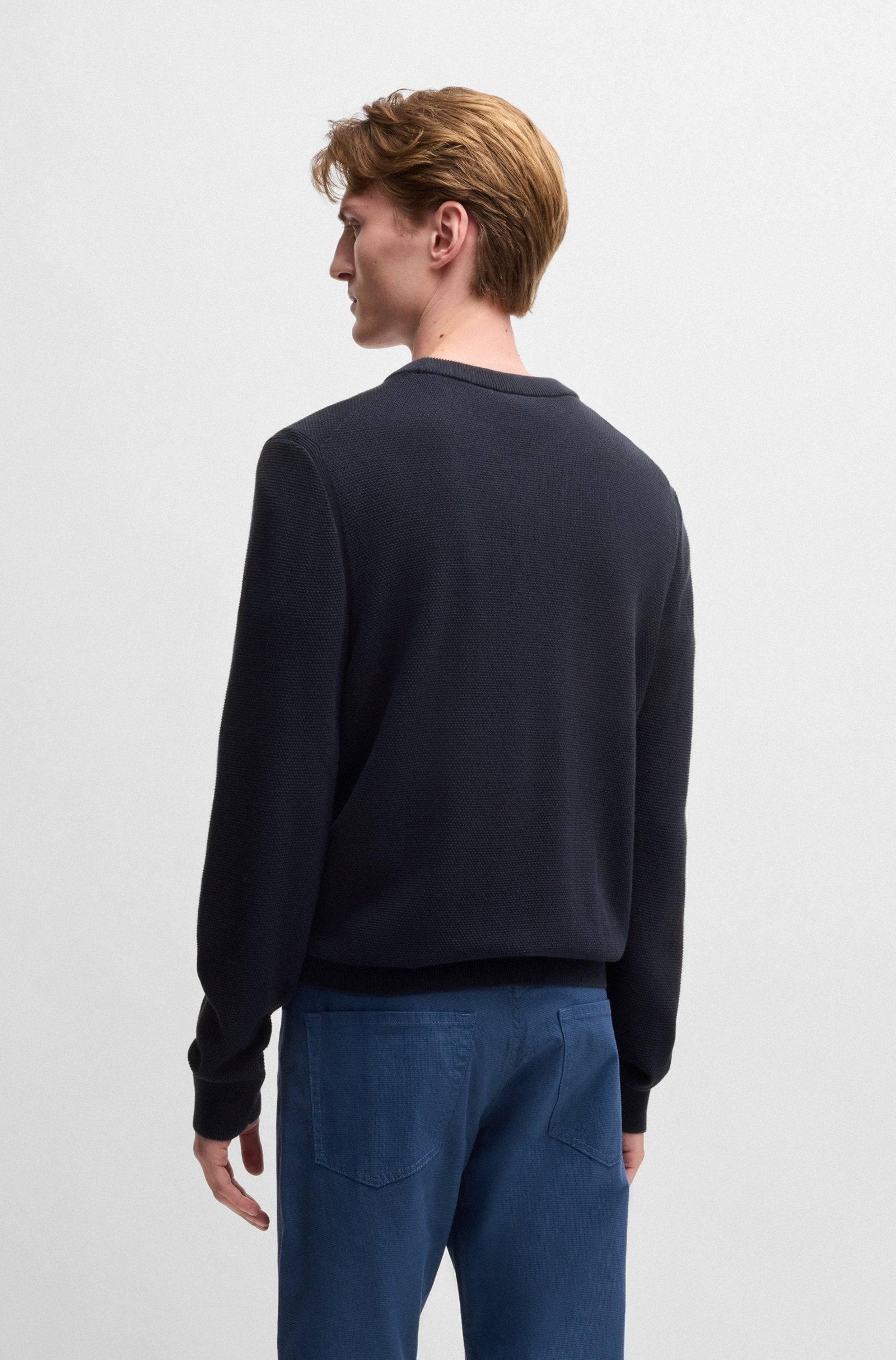 Maglia girocollo in cotone 50506022 10255187 01 404 BOSS Dark blue 