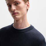 Maglia girocollo in cotone 50506022 10255187 01 404 BOSS Dark blue 