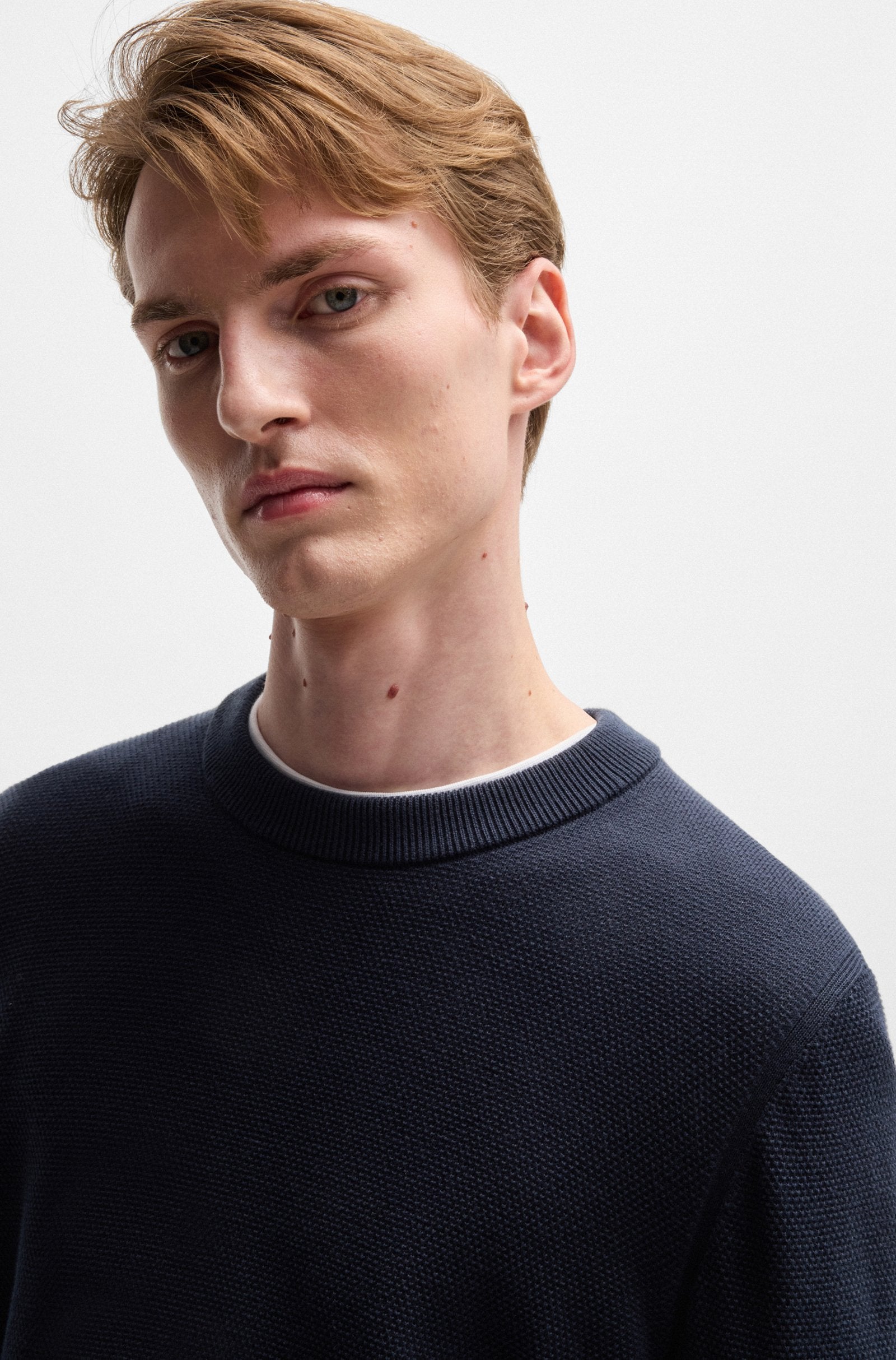 Maglia girocollo in cotone 50506022 10255187 01 404 BOSS Dark blue 